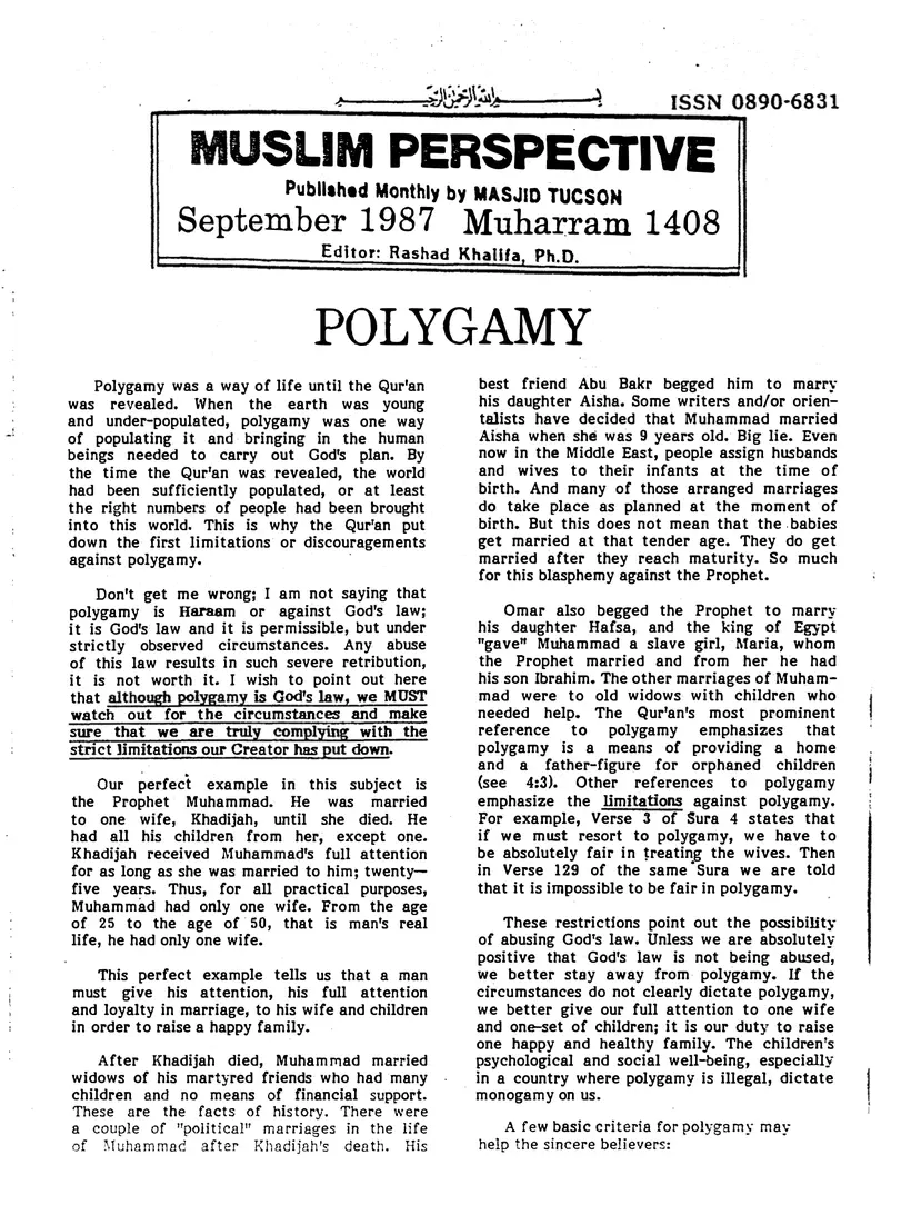 Submitter's Perspective, September 1987, page 1 of 4